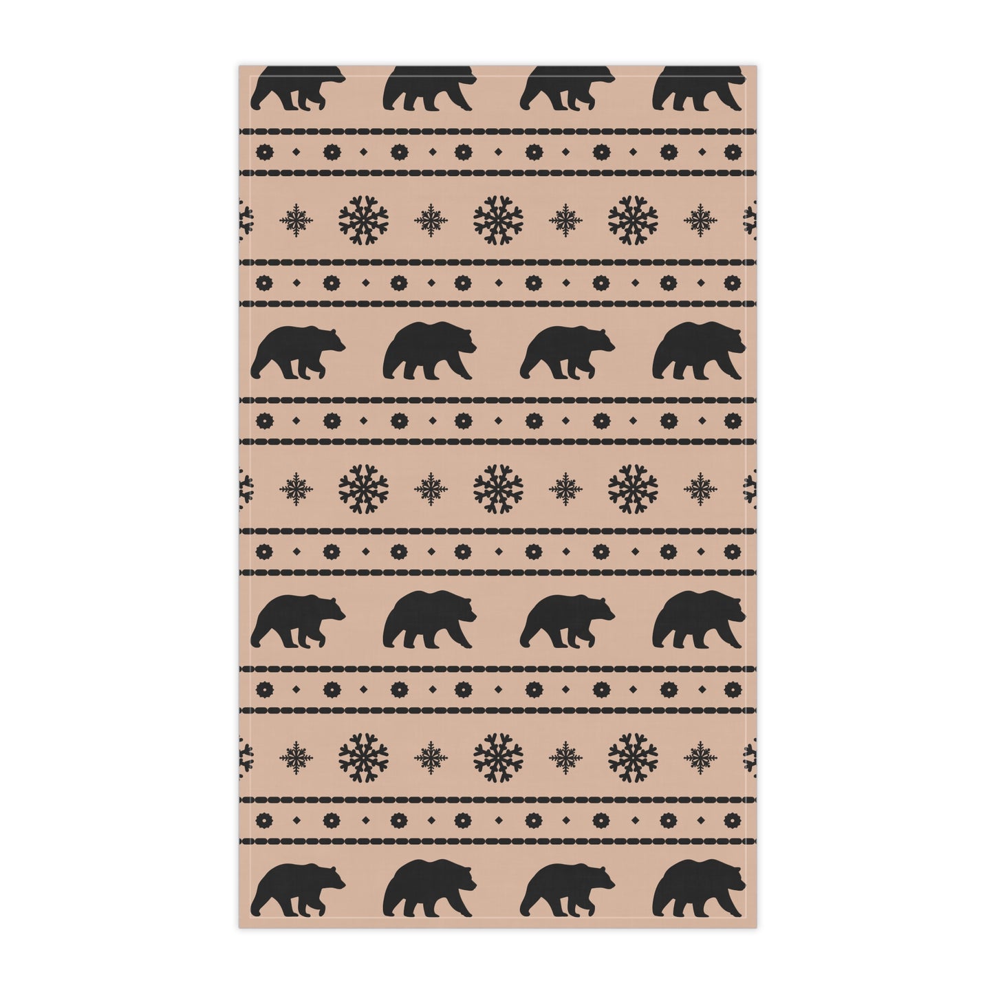 Rustic Bear & Snowflake Tea Towel - Cozy Cotton Kitchen Decor