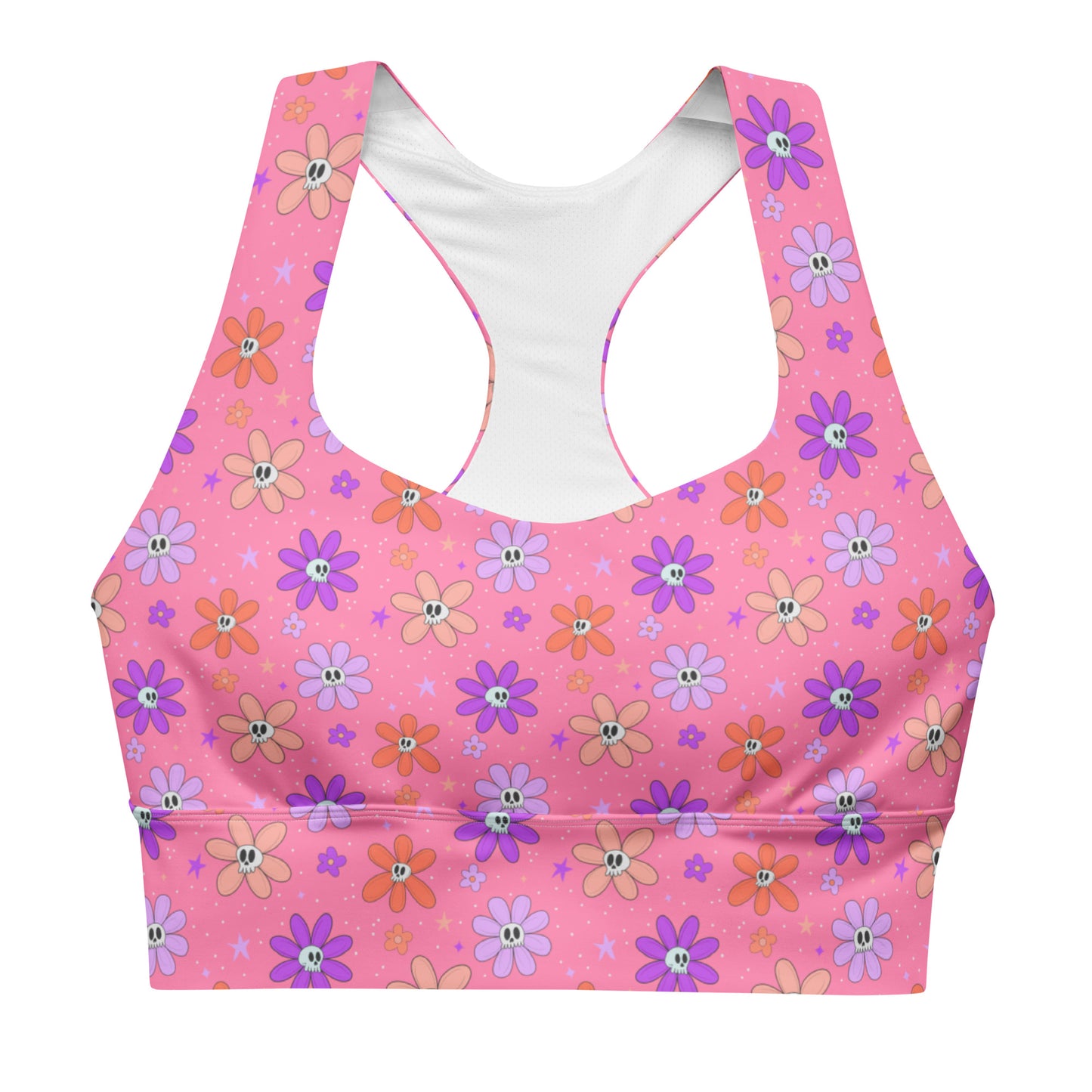 Daisy Skulls Longline Sports Bra