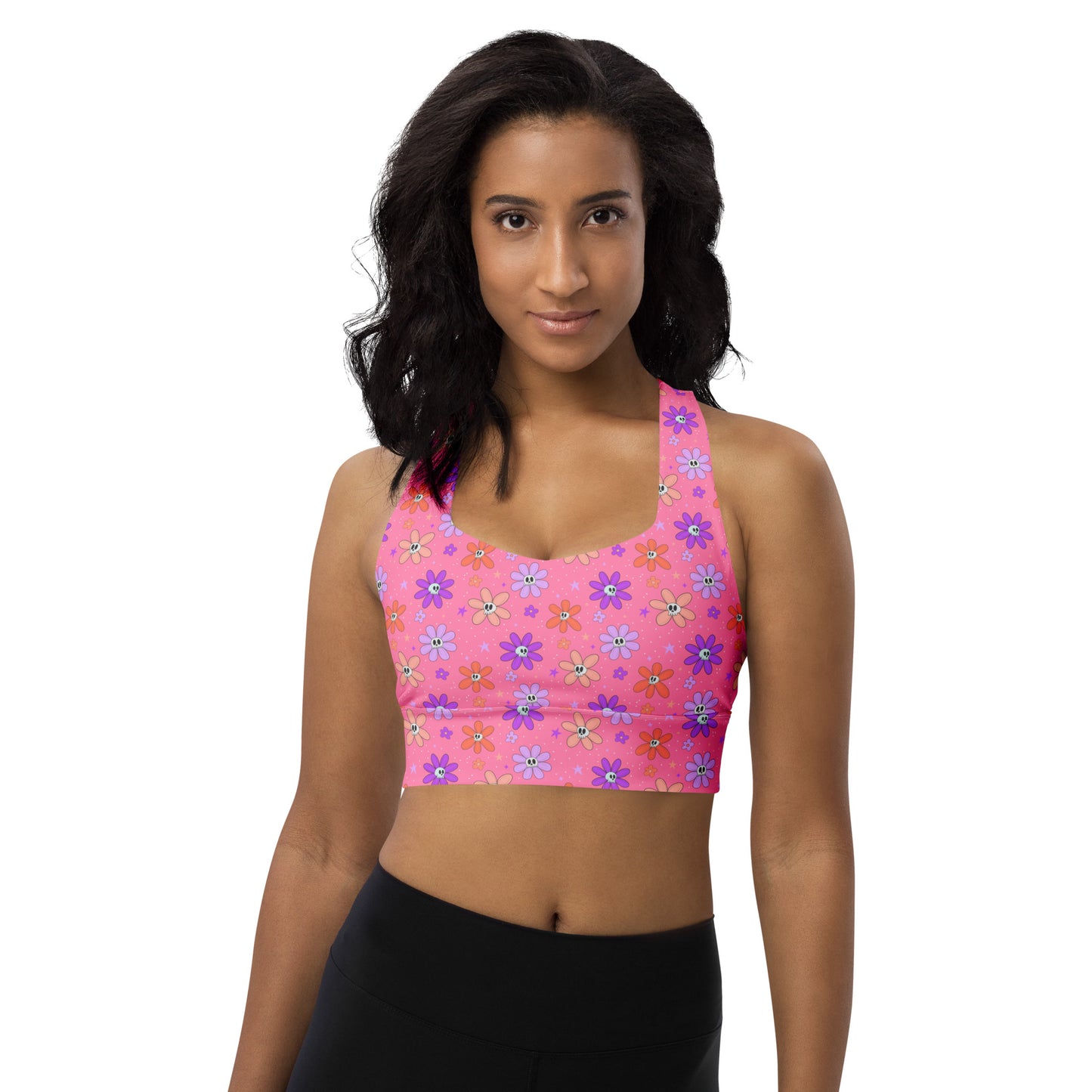 Daisy Skulls Longline Sports Bra