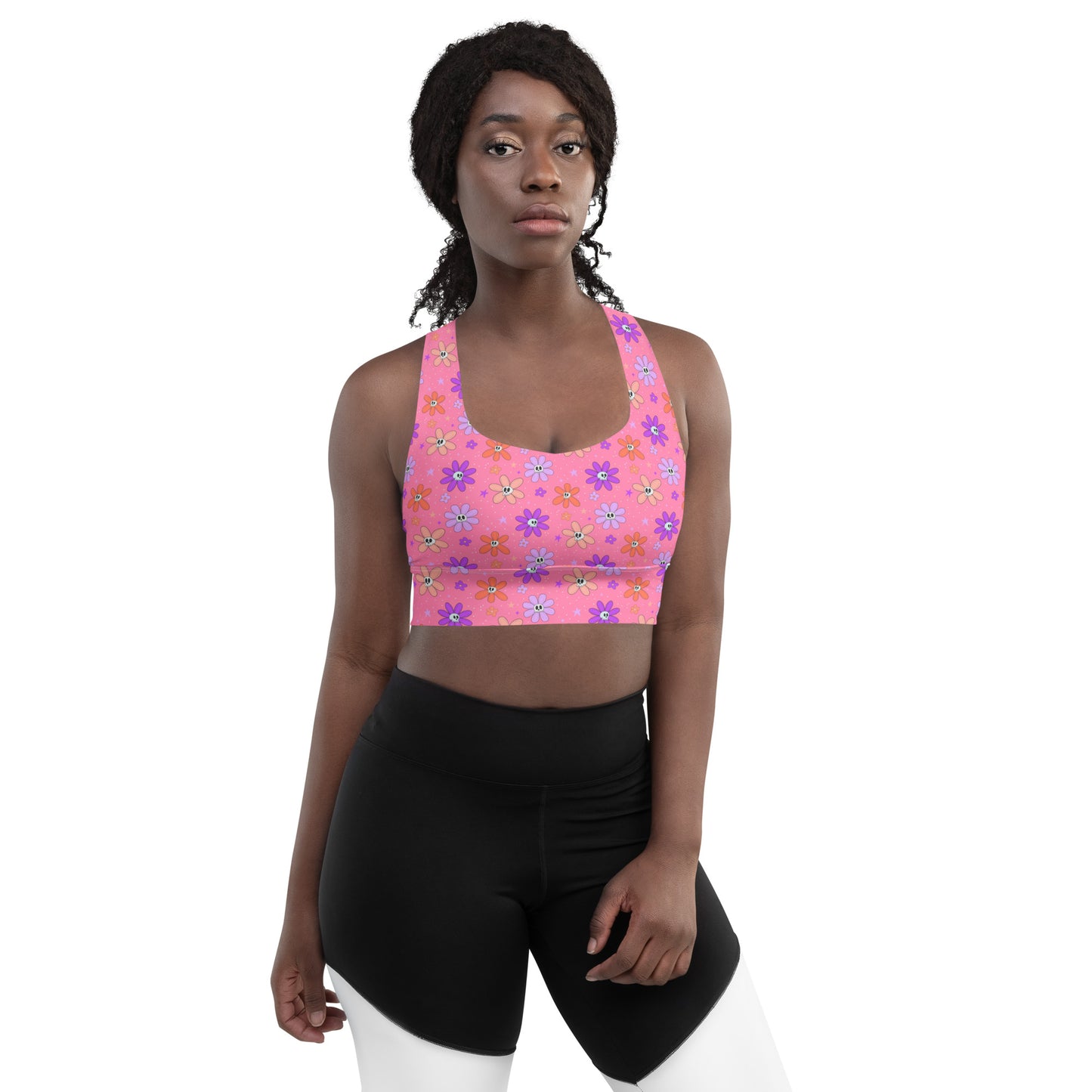 Daisy Skulls Longline Sports Bra