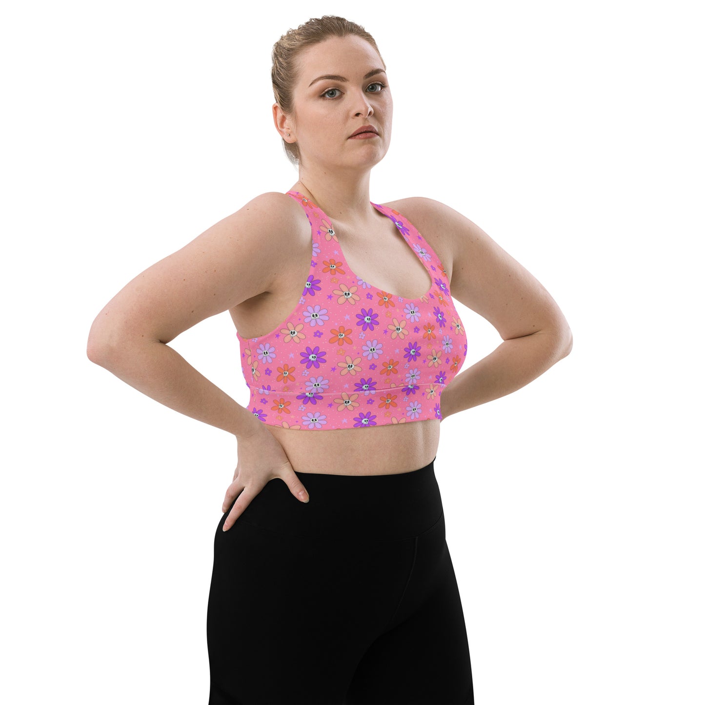 Daisy Skulls Longline Sports Bra