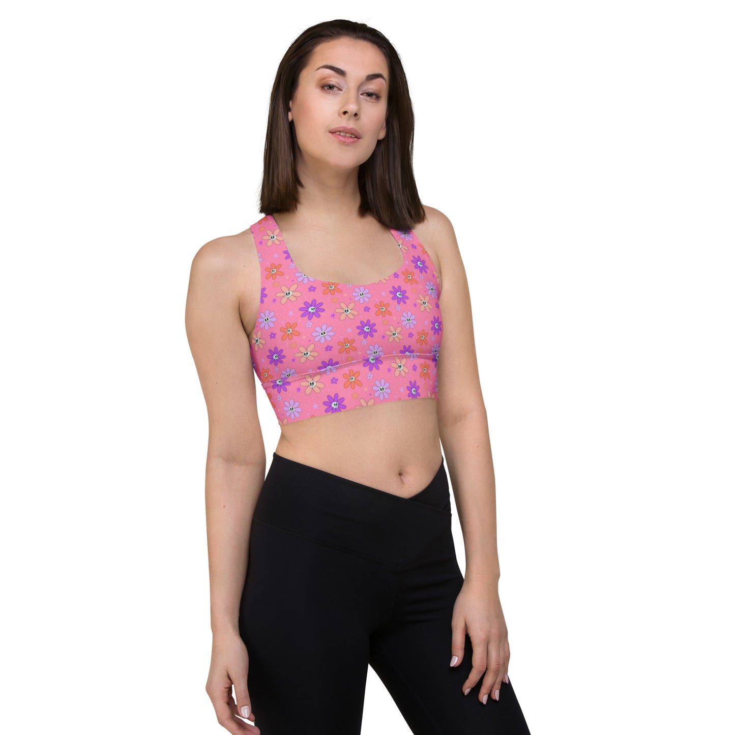 Daisy Skulls Longline Sports Bra